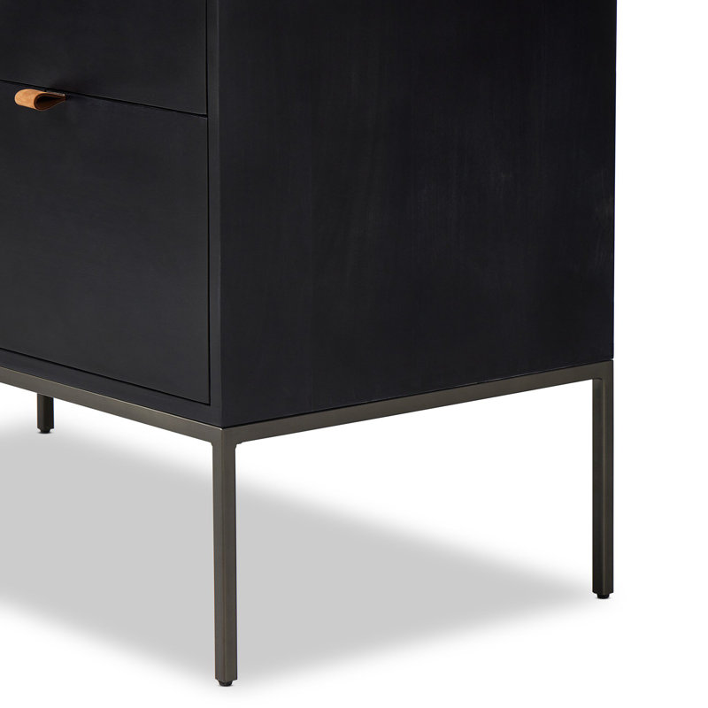 Trey 4 - Drawer Solid Wood File Cabinet, Black