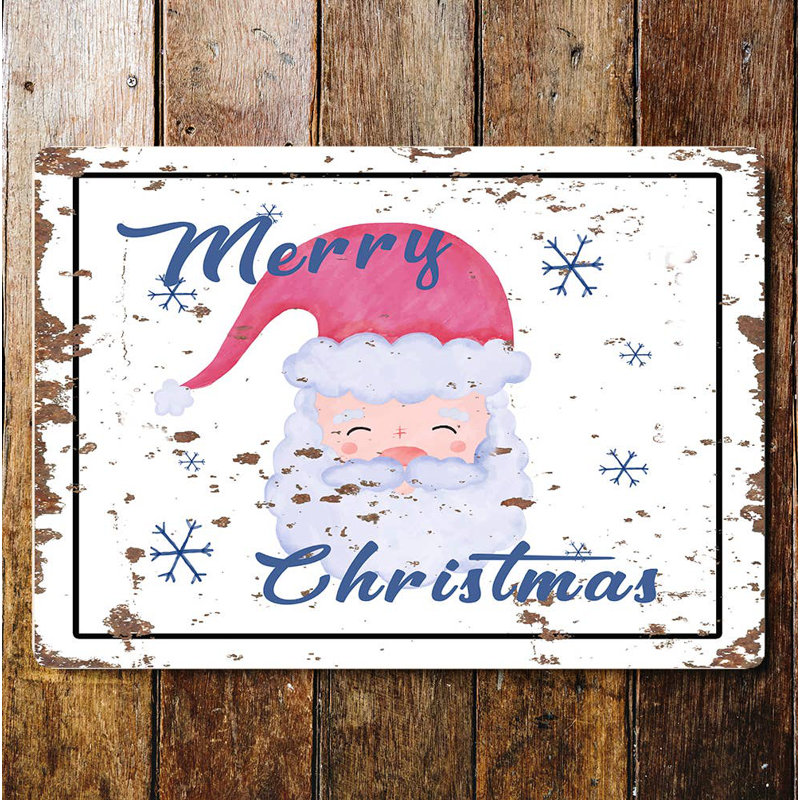 Merry Christmas Santa - No Frame Print on Metal, 15cm H x 20cm W