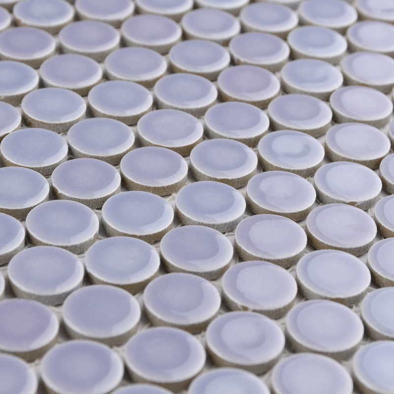 Hudson Penny Round 11-7/8 " x 12-5/8 " Porcelain Mosaic Floor & Wall Tile, Purple/Blue