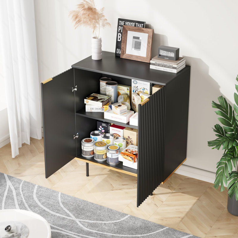 Armoire d'appoint en bois massif Valency, Noir, Noir