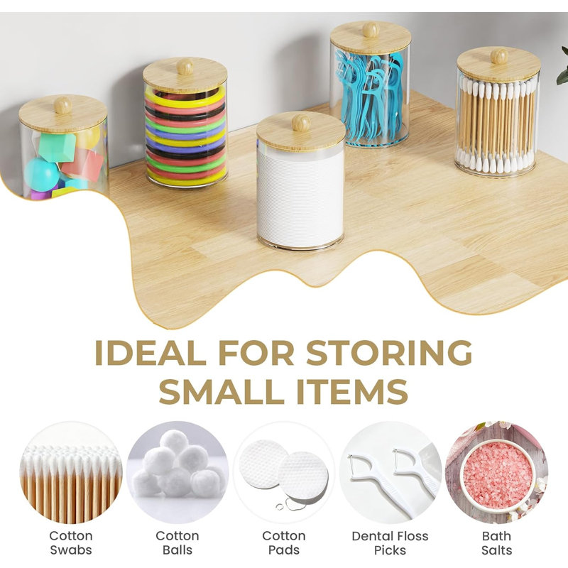 Ensemble porte-brosses à dents de salle de bain avec 3 étuis à cotons-tiges – Style grain de bois (détachable et antidérapant)