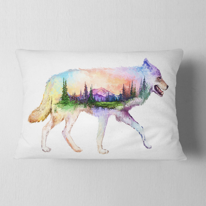 Coussin lombaire loup à double exposition animal