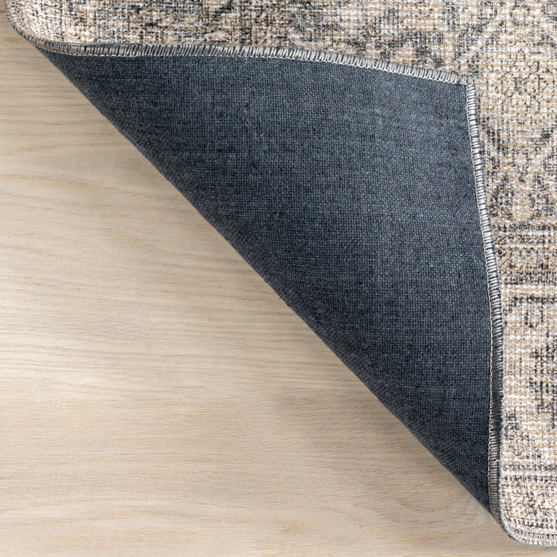 Jeccica Distressed Vintage Medallion Jute Blend Polyester Area Rug, Rectangle 9' x 12'