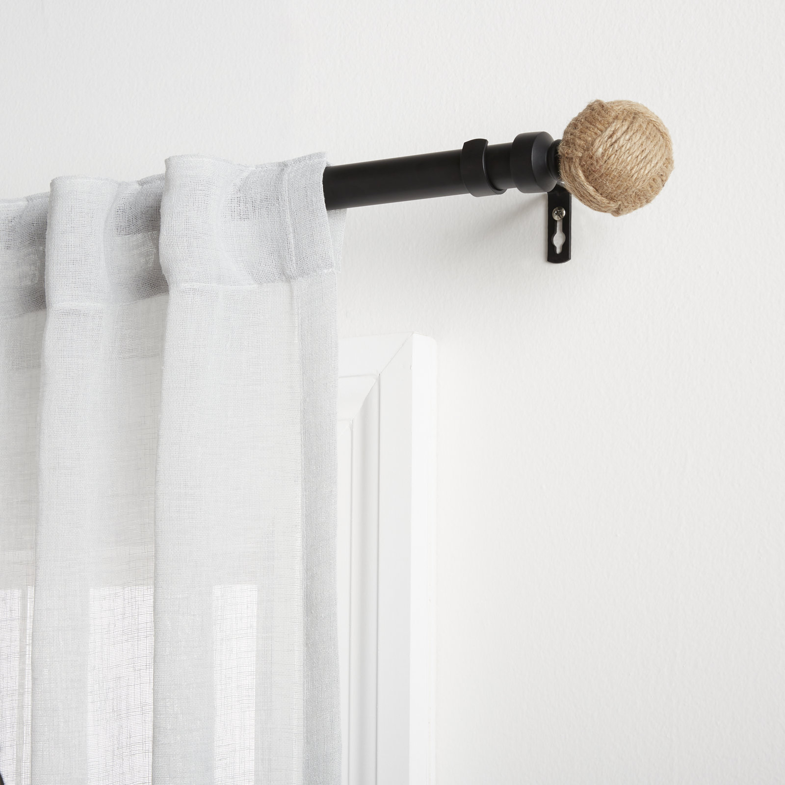 Tricia Rope Knot Curtain Rod Set, 66" - 120", Silver