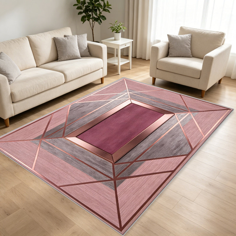 Rose Gold Art Deco carpet-easy to clean, machine-washable, soft and comfortable; suitable for door mats, kitchens, living rooms, bedrooms, corridors, and laundry areas. Easy to clean, durable carpet for home decoration.