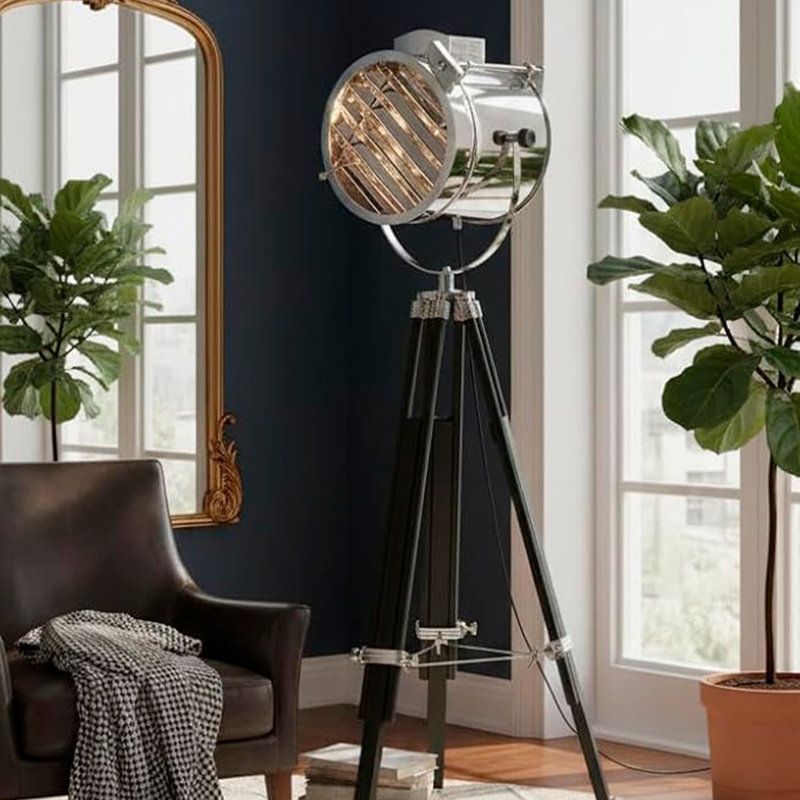 Stephen 67'' Black Tripod Floor Lamp, Silver