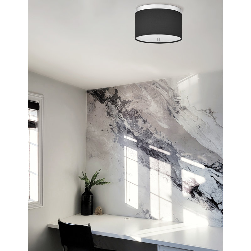 Plafonnier encastré 2 lumières Jazemine, Chrome poli, Noir