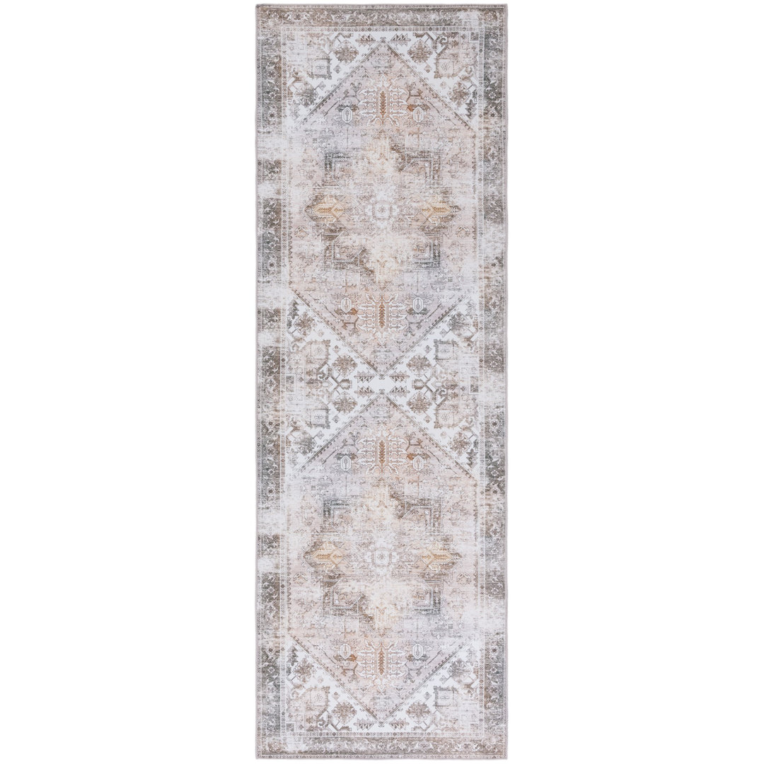 Tucson Florentine Machine Washable Non-Slip Area Rug In Beige & Gray