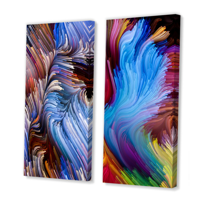 Élégance de l'art liquide III - Ensemble de 2 peintures sur toiles, H 32 po x l 32 po x P 1 po, Toile tendue