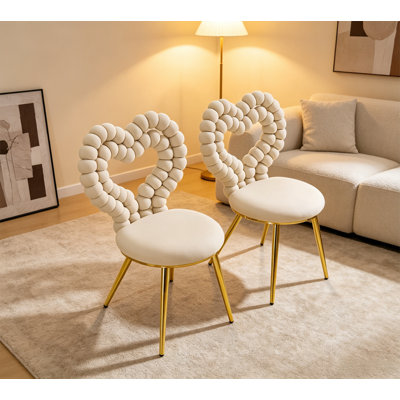 Heart Bubble Tufted Accent 2pc Chair