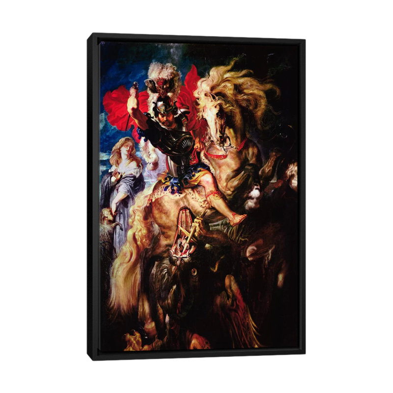 «St. "George and the Dragon" par Peter Paul Rubens, reproduction d'art sur toile, H 26 po x l 18 po x P 1,5 po, Pas de tapis