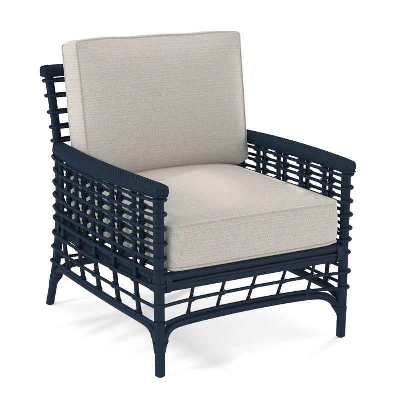 Luca Upholstered Armchair, White Textured Performance; 0865-91, Navy
