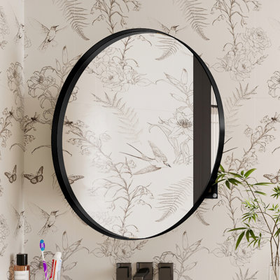 31.5" Bathroom Cabinet With Mirror And Adjustable Shelves, Gorgeous Black Matte Finish 31.5 Inch Metal Framed Storage