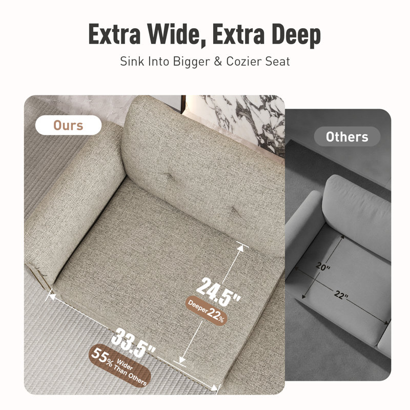 124" Modular Sectional Sofa With Nailhead Trim, Oversized U Shaped Couches With Ottomans, 5-seater Deep Seat Sofa With Throw Pillow