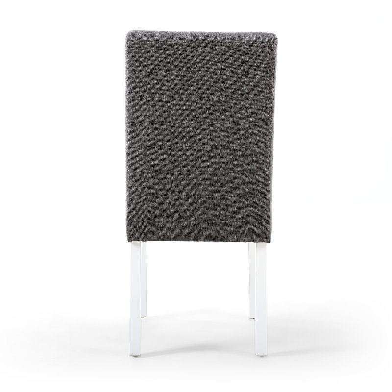 Richland 49cm H Tufted Polyester Blend Upholstered Side Chair, White, Steel Grey Linen Effect