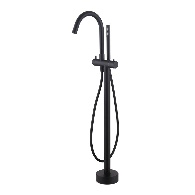39" H 316 Stainless Steel Thermostatic Freestanding Tub Faucet With Hand Shower, Matte Black