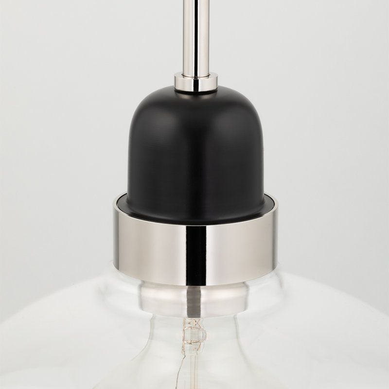 Luminaire suspendu en forme de dôme à 1 lumière Camile, H 10 po x l 13 po x P 13 po, Laiton vieilli