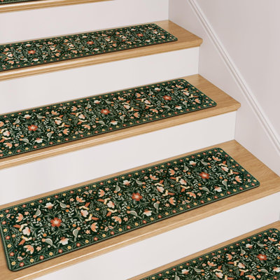 Stair Treads Non-Slip Stair Runner for Wooden Steps Indoor, Carpet Stair Treads Stair Mats Staircase Step Treads, 15 PCS, (Black)