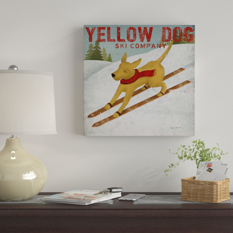 « yellow dog ski co », art textuel sur toile tendue, H 14 po x l 14 po x P 2 po