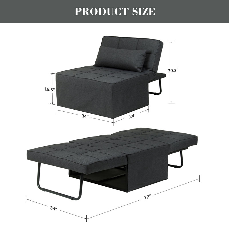 Upholstered Accent Chair, Dark Gray Cotton Blend