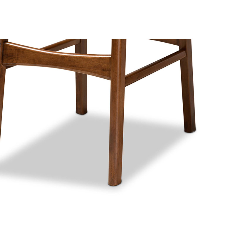 Goguen Justin Sand Fabric Upholstered And Walnut Brown Finished Wood 2-Piece Bar Stool Set, Walnut