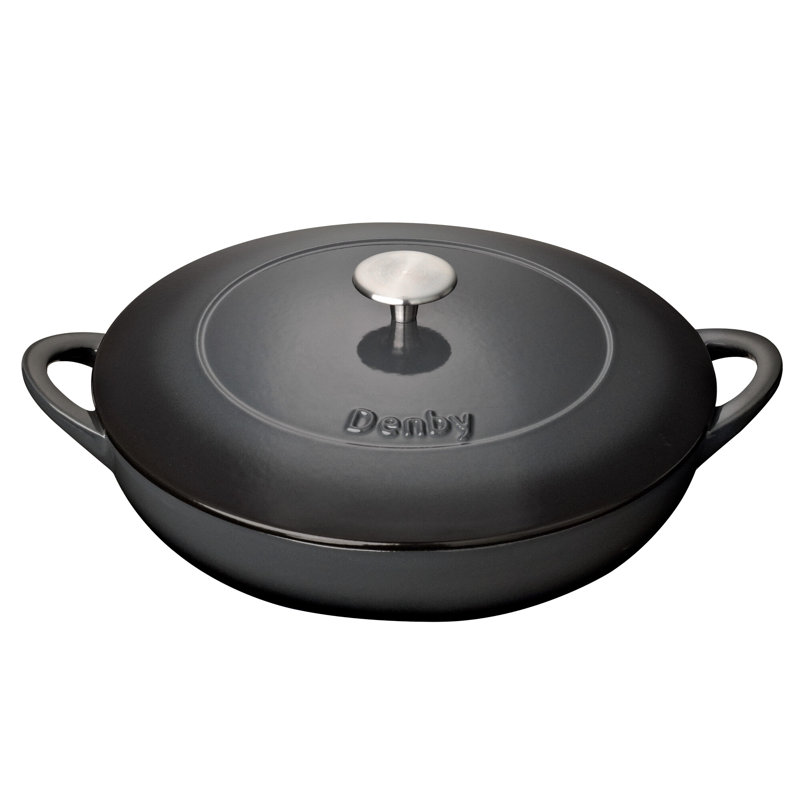 Denby 3.8L / 30cm Cast Iron Round Shallow Casserole, Halo Grey