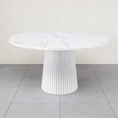 Modern 47 inch Round Dining Table，Wood Farmhouse Kitchen Table For 4-6 People