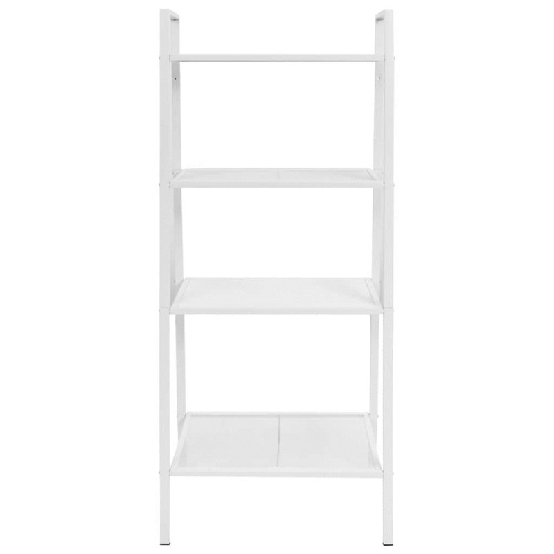Bookshelf Ladder Bookcase Plant Display Shelving Unit 4 Tiers Metal, White