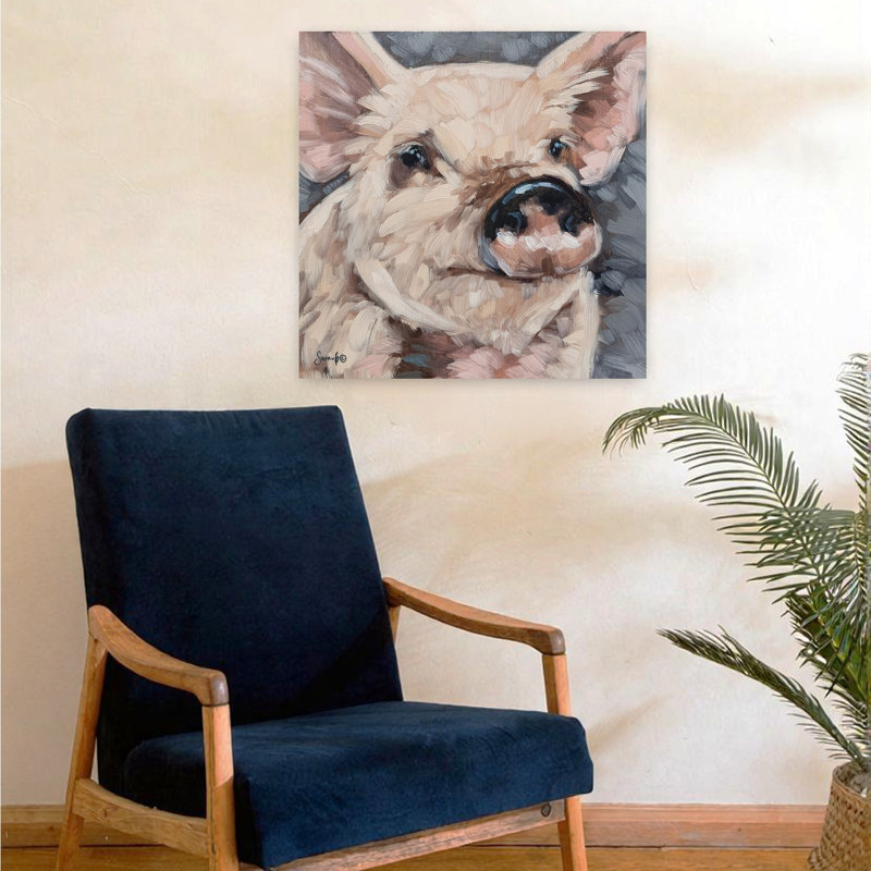Benny le cochon, art animalier contemporain, H 24 po x l 24 po