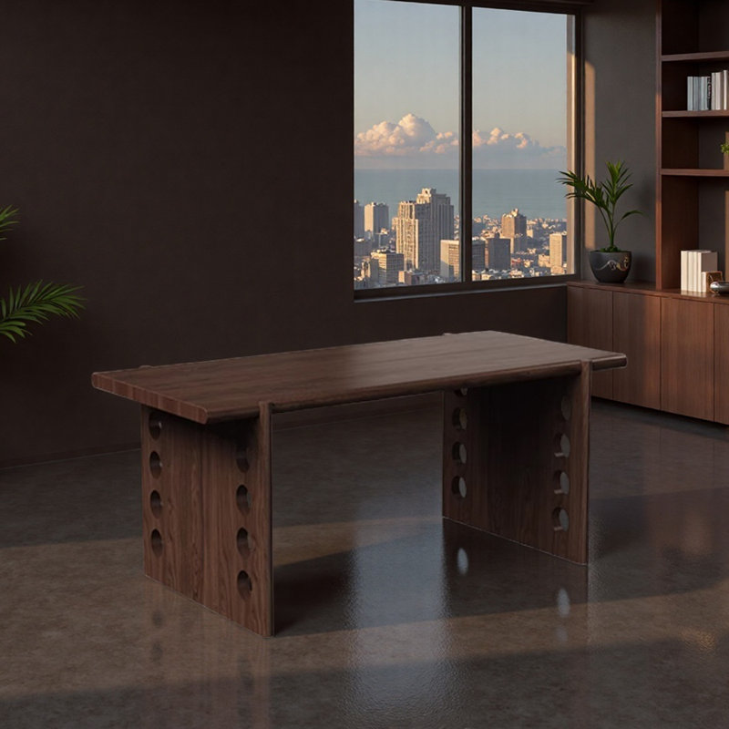 Bureau d'écriture en bois de frêne, Marron foncé, H 29,52 po x l 70,86 po x P 31,49 po