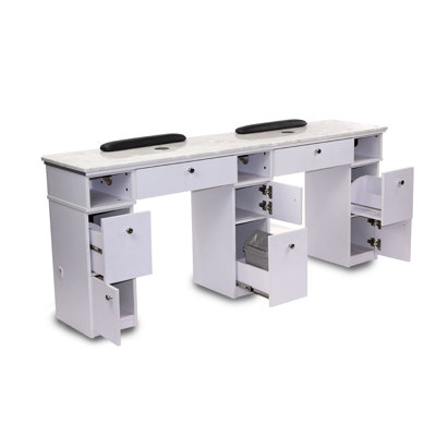 Table de manucure double Sonoma, poste à clou avec tuyaux d'évent