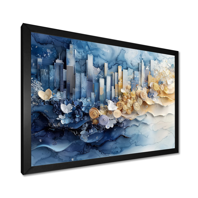 Obola - Cityscapes Wall Art, H 30 po x l 40 po, Cadre de photo unique, Noir, noir, noir, noir