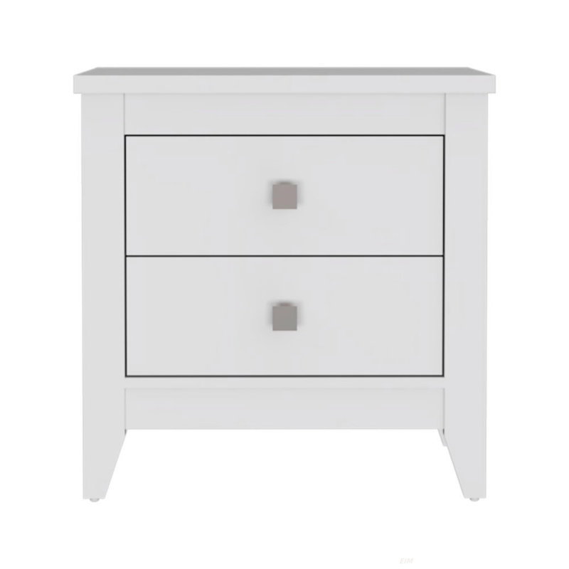 Amara Nightstand , End Table, Side Table Two Shelves, Four Legs -White