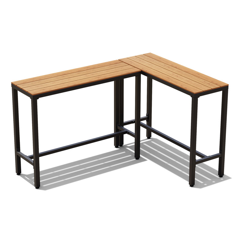 Arboleya Rectangular Metal Outdoor Bar Table, 37.09" H x 58.58" W x 42.91" D, Brown