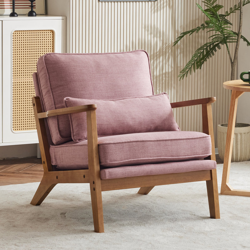 Upholstered Armchair, Pink Linen