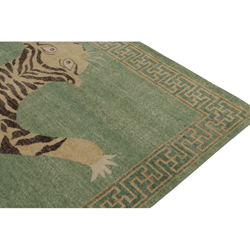 Distressed Homage Hand Knotted Wool Animal Print Area Rug, Rectangle 14' x 20'