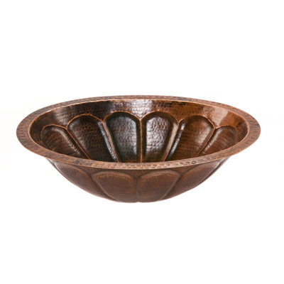 Lavabo de salle de bain ovale 19 "en cuivre martelé sous le comptoir Sunburst
