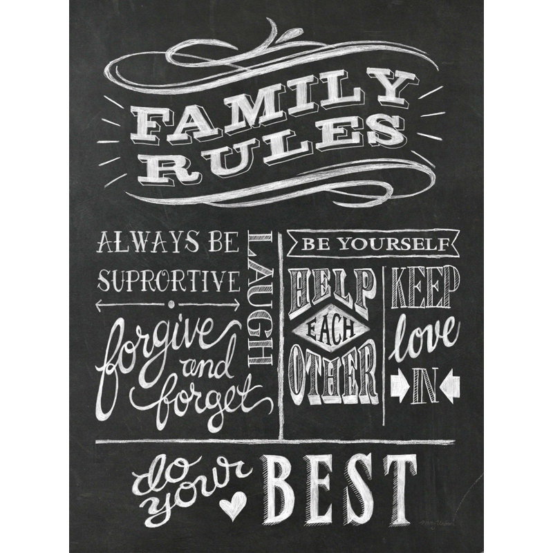 Family Rules I V2 - Impression sur toile tendue, H 16 po x l 12 po