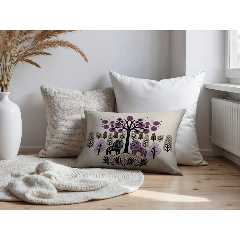 Oreiller rectangulaire intérieur / extérieur Comas Lion, Rectangle H 14 po x l 20 po, Mauve
