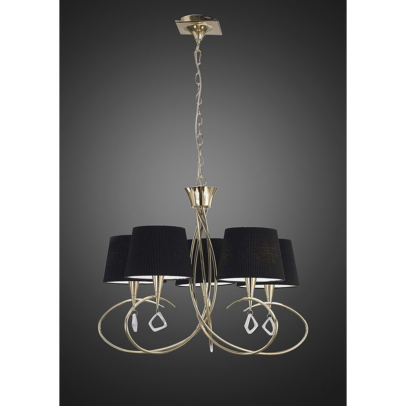 Eurich 5 - Light Shaded Chandelier, French Gold/Black