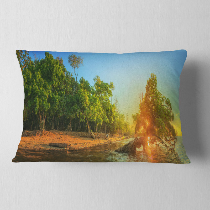 Coussin lombaire avec paysage tropical