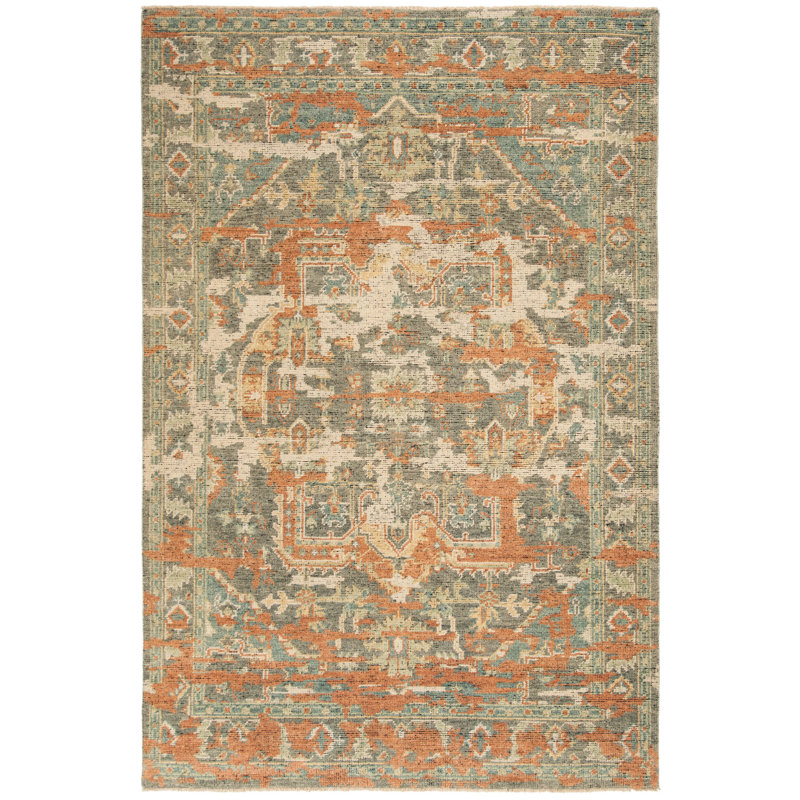 Tapis taupe en laine noué à la main Kline, Rectangle 9 pi x 12 pi