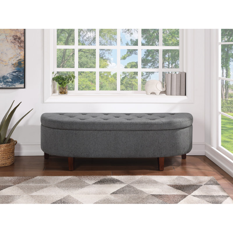 Banc de rangement en lin Lorinne, Gris anthracite