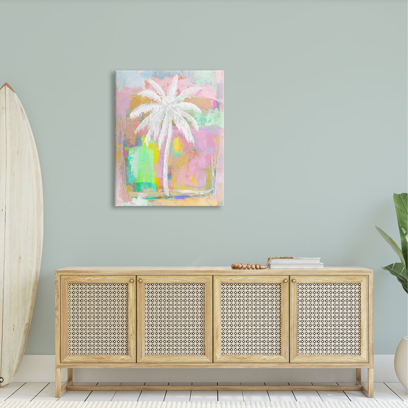 «Pastel Palm Tree», Toile tendue, H 40 po x l 30 po x P 1,5 po