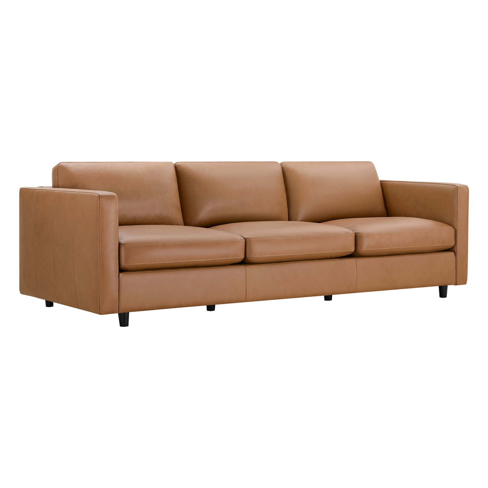 Fleetwood 99" Velvet Sofa, Butternut Genuine Leather