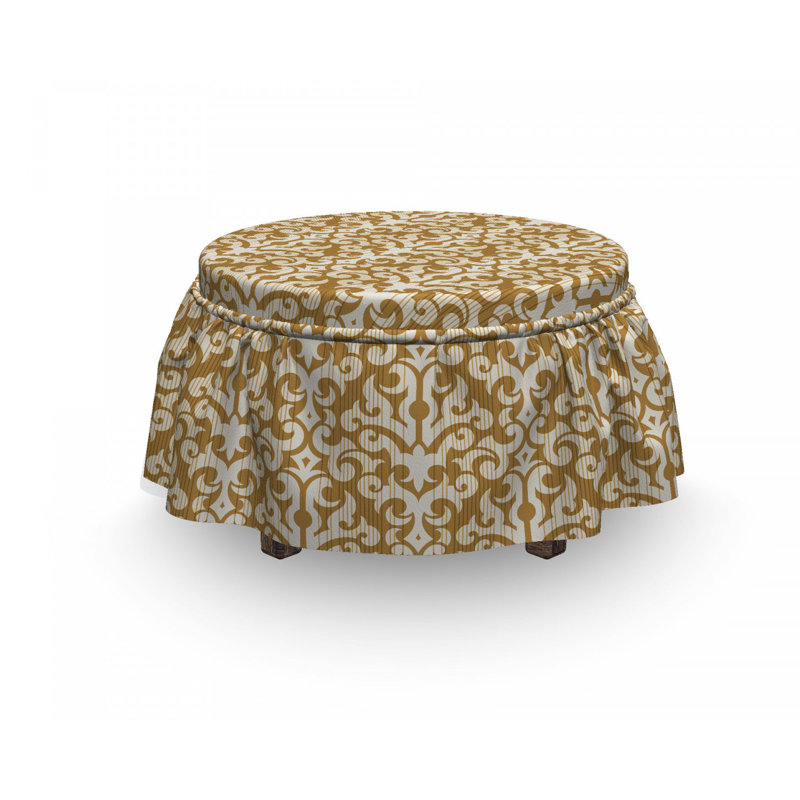 Ensemble de housse pour repose-pieds à coussin de boîte 2 pièces damassé abstract