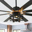 Grand ventilateur de plafond industriel 65 po avec lumières et télécommande Hilde
