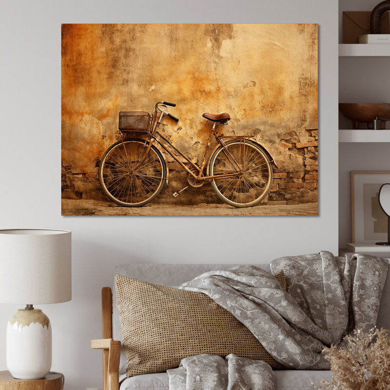 Caramel bicyclette sur toile, Toile tendue, H 16 po x l 32 po x P 1 po
