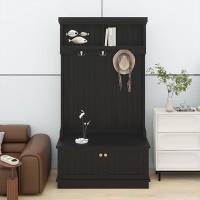 Portemanteau avec banc à chaussures pour l'entrée et le couloir, portemanteaux 4 en 1 avec crochets pour le salon