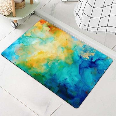 Diatomaceous Earth Bath Mat,Watercolor and Liquid Non-Slip Volume Super Absorbent Fast Drying Eco-Friendly Easy to Clean for Bathroom Kitchen Door mat 16×24Inch (40 * 60cm)